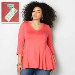 AVENUE Plus Size Top 22/24 V-Neck Swing Tunic NWT!